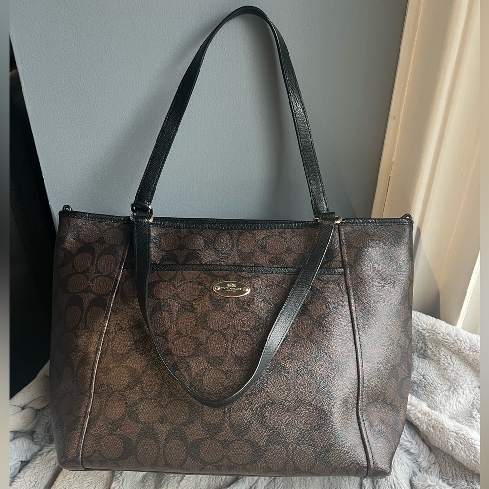 Coach Brown and Black Signature Tote